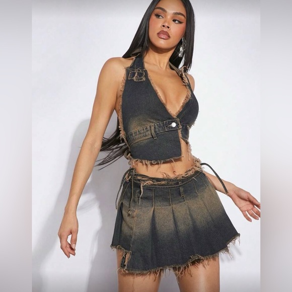 Source Unknown Distressed Denim Set - Picture 1 of 3